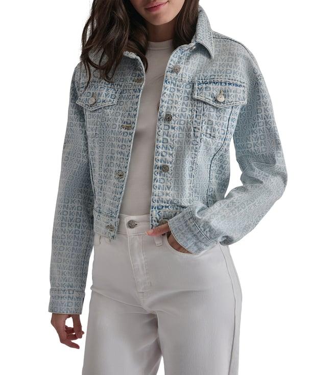 dkny blue logo regular fit denim jacket