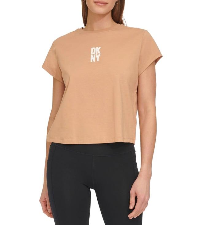 dkny brown logo regular fit t-shirt