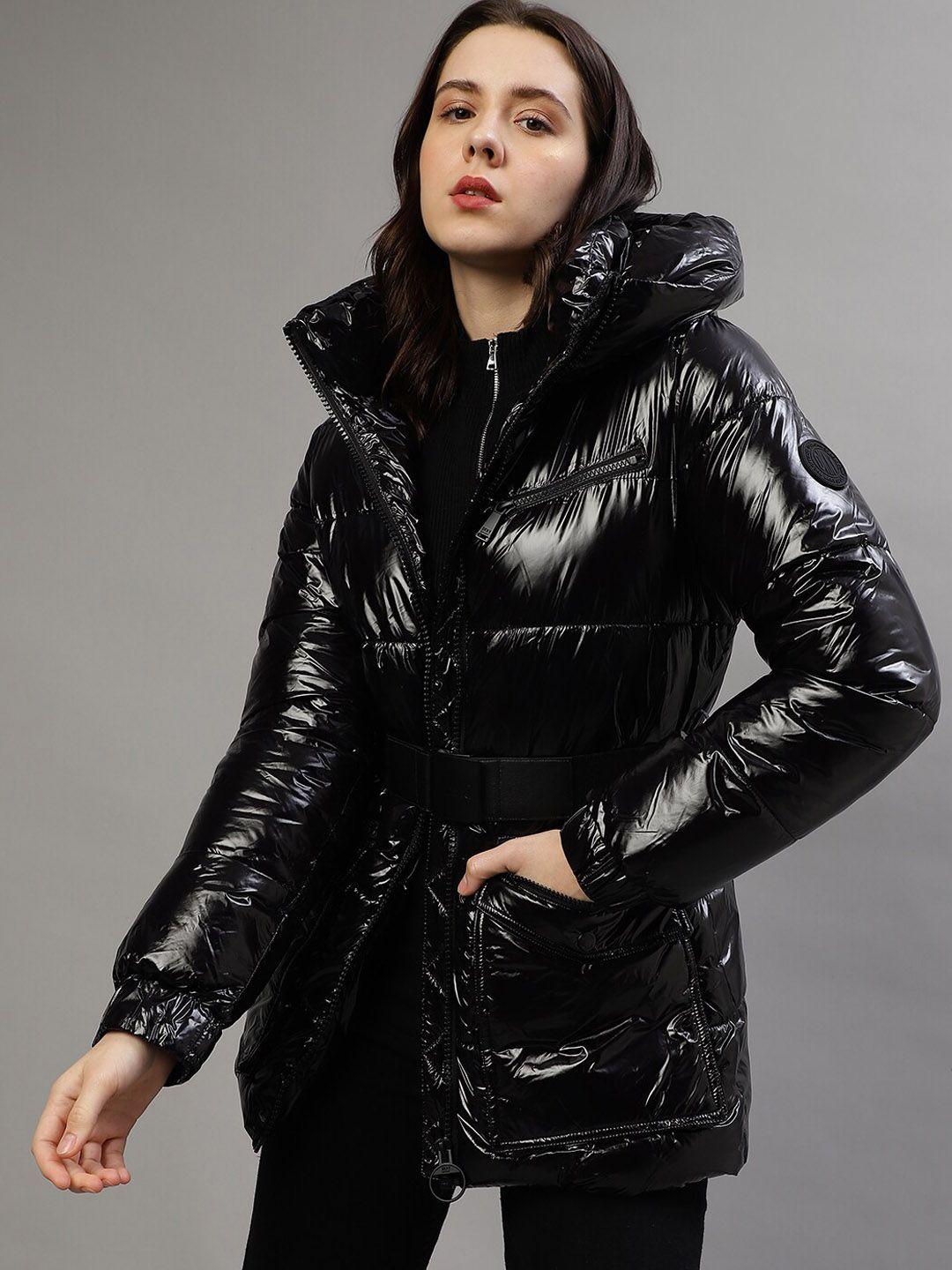 dkny hooded longline puffer jacket