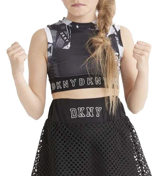 dkny kids white black logo regular fit sports bra