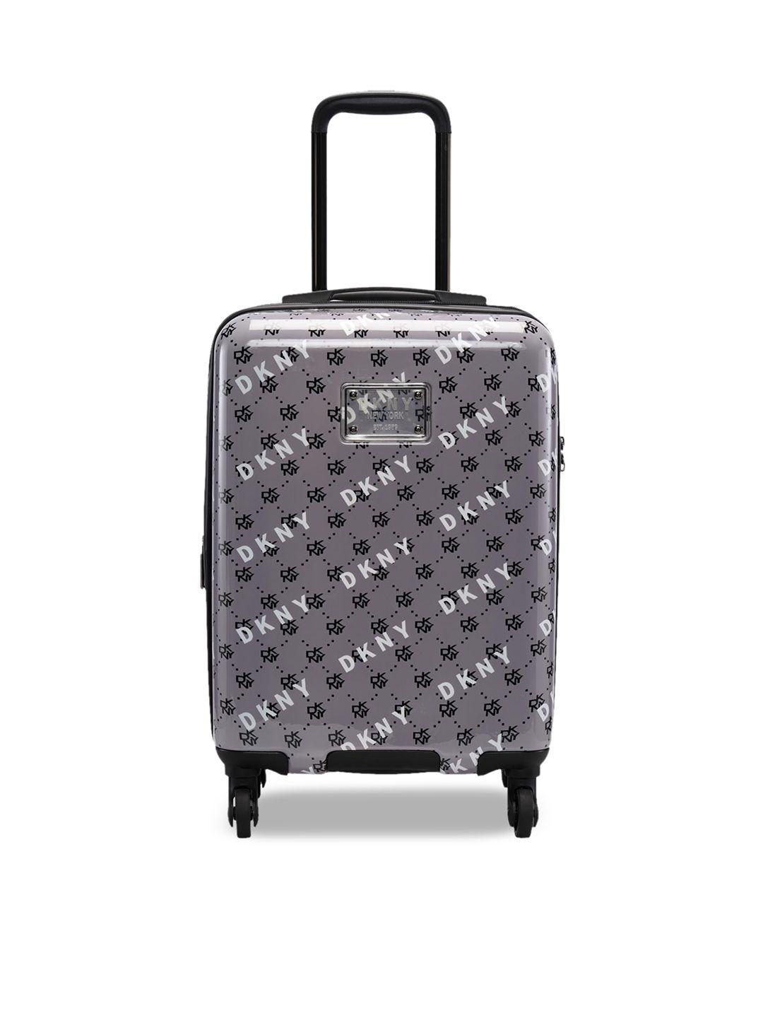 dkny on repeat printed hard-sided cabin abs trolley suitcase