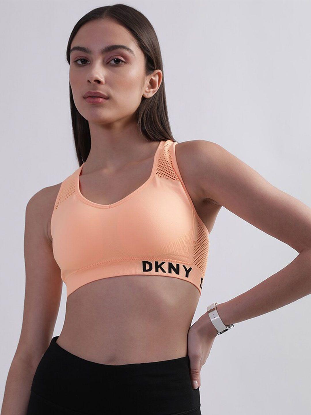 dkny peach-coloured & black bra full coverage lightly padded