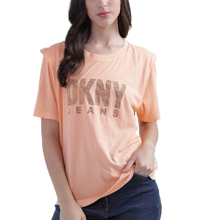 dkny peach fashion logo regular fit t-shirt