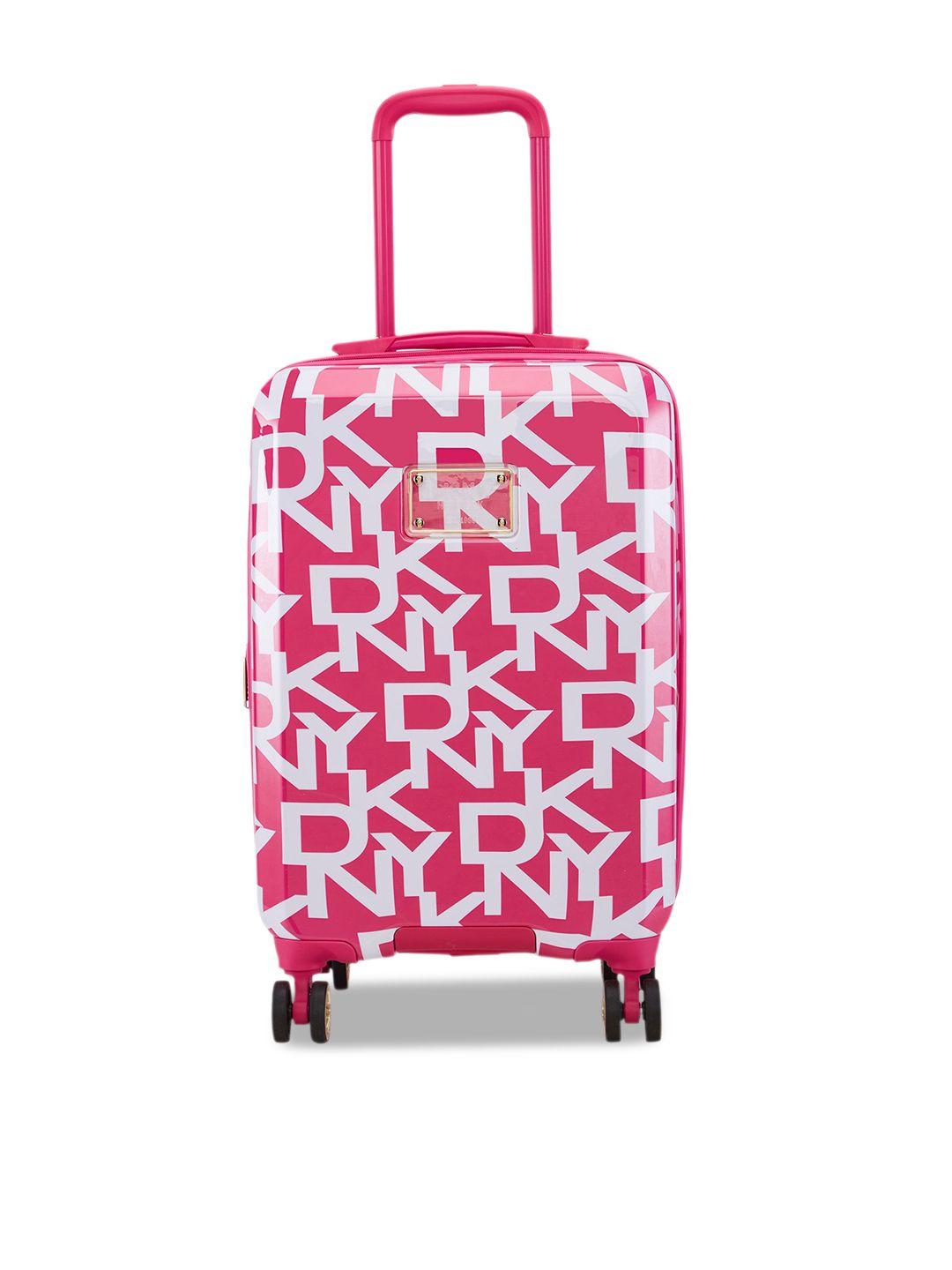 dkny printed hard-sided cabin trolley bag