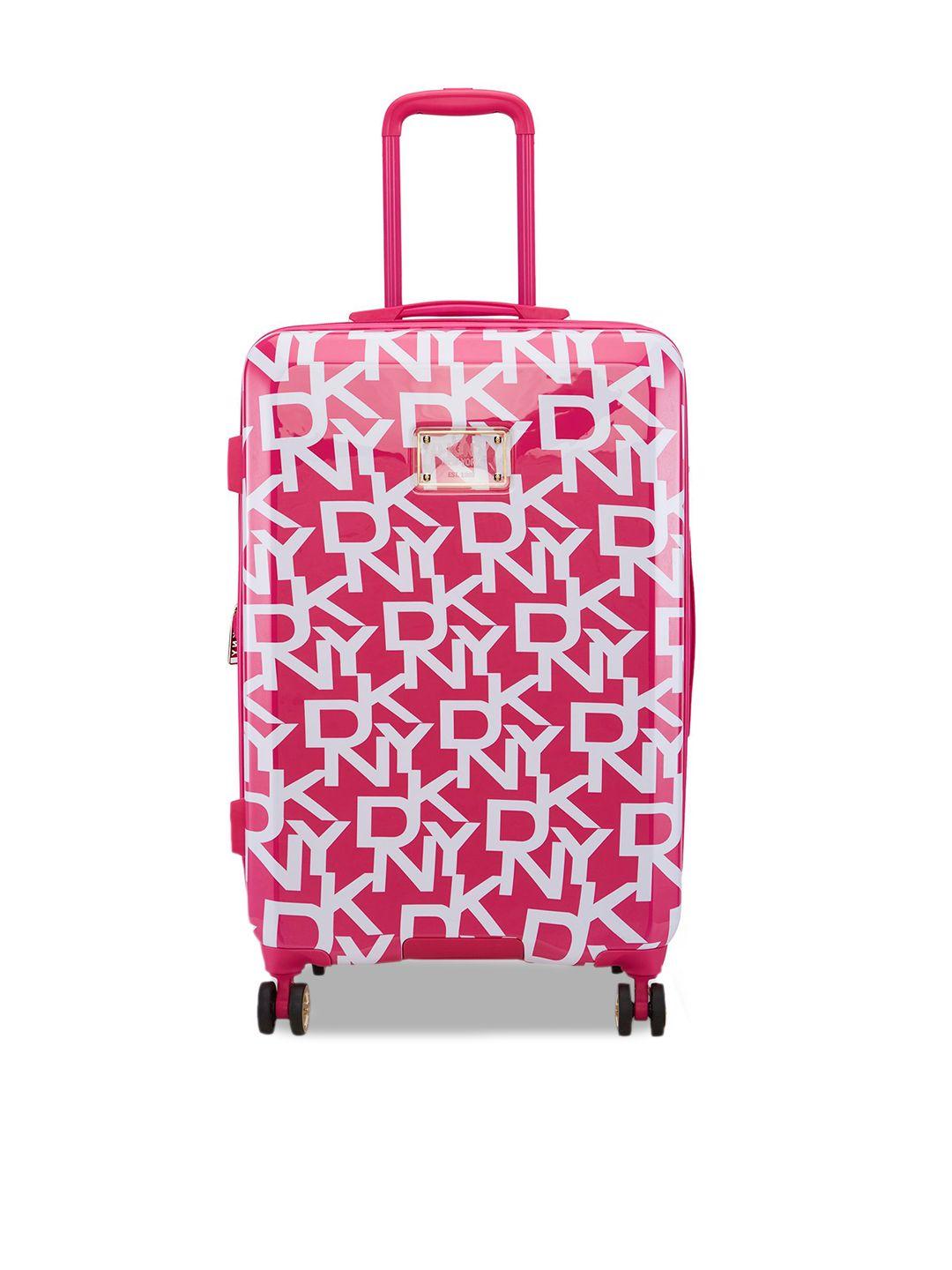 dkny printed hard-sided medium trolley bag