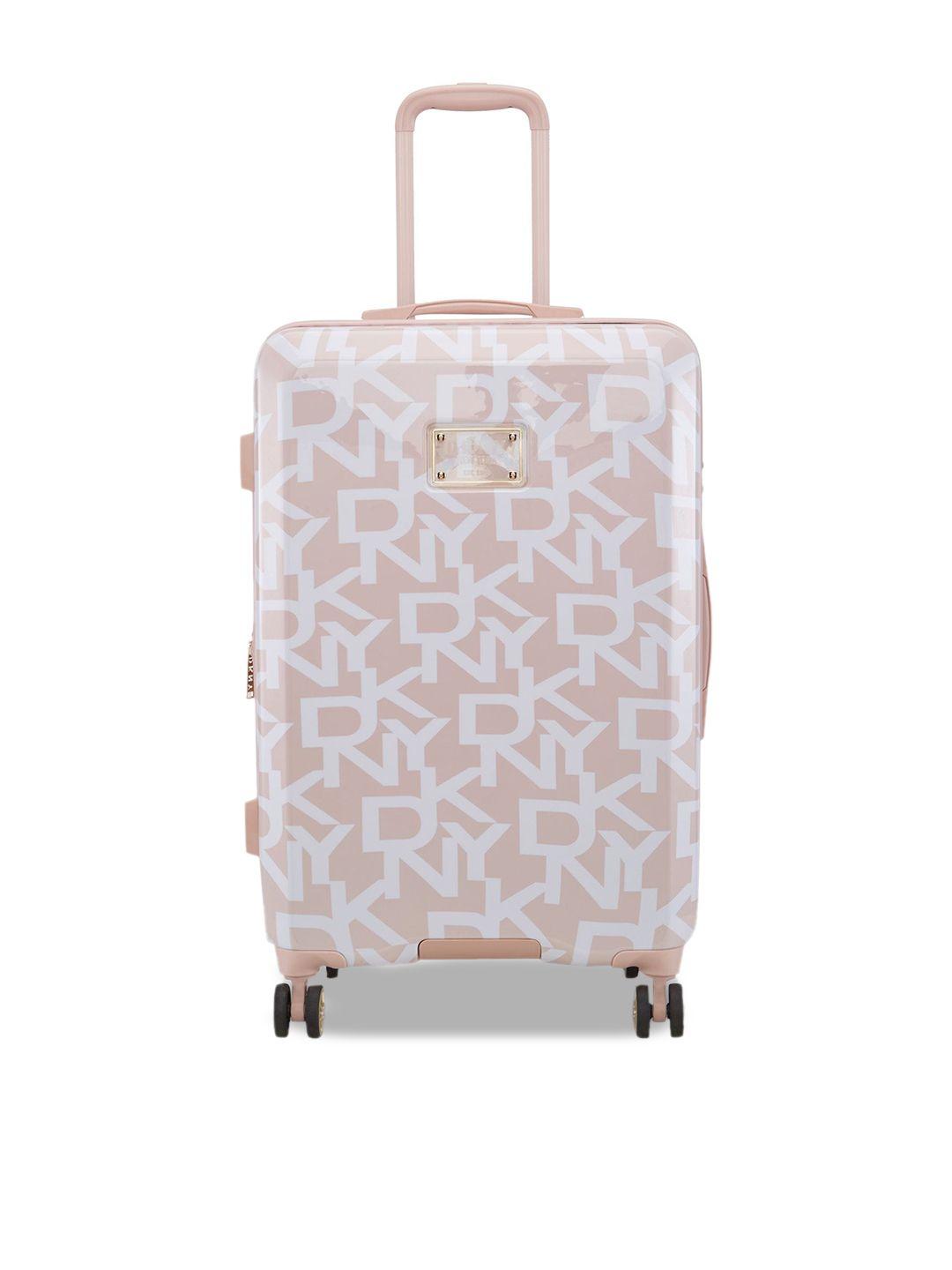 dkny printed hard-sided medium trolley bag