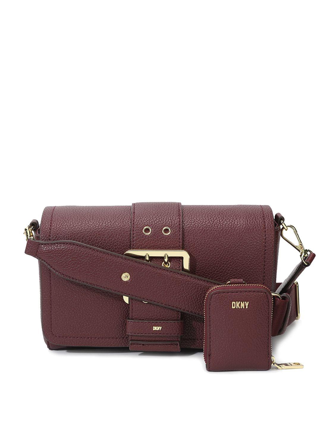 dkny pu sling bag with buckle