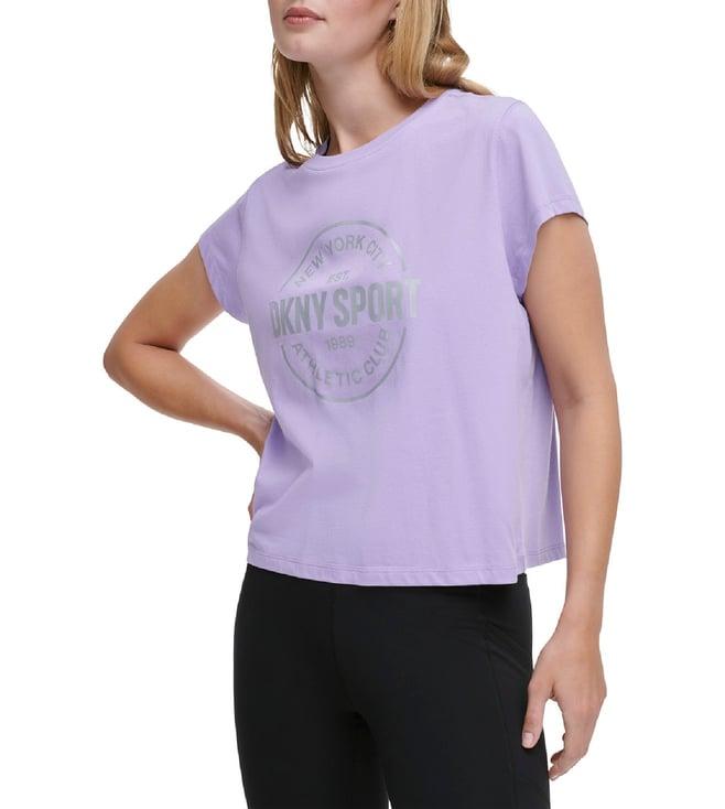 dkny purple printed boxy fit t-shirt