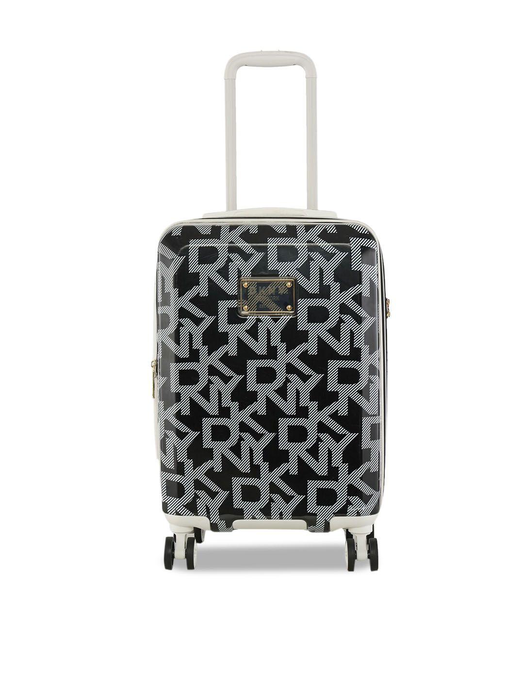 dkny signature hardside range black & white color hard case abs pc film cabin size luggage