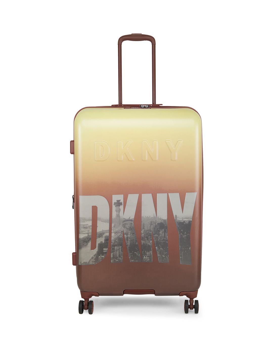 dkny street smart bronze & yellow cabin trolley bag