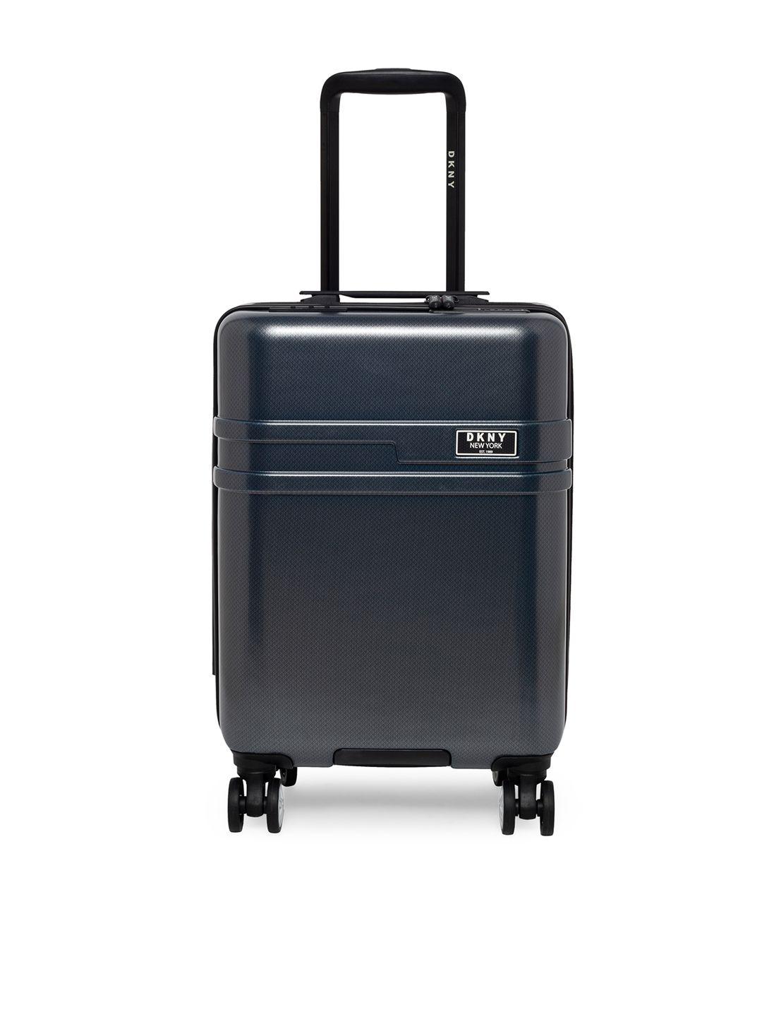 dkny teal blue grey textured dash hard-sided cabin trolley suitcase