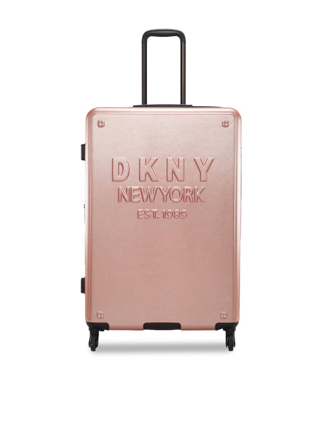 dkny textured abs material finish hard sided polycarbonate large trolley suitcase