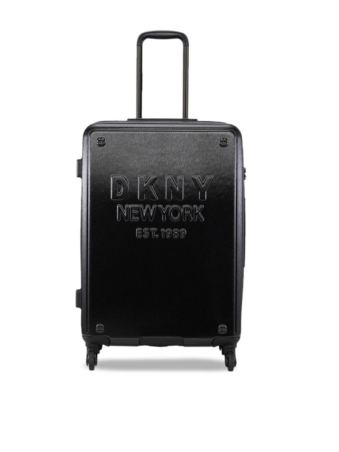 dkny textured hard-sided abs material medium trolley suitcase