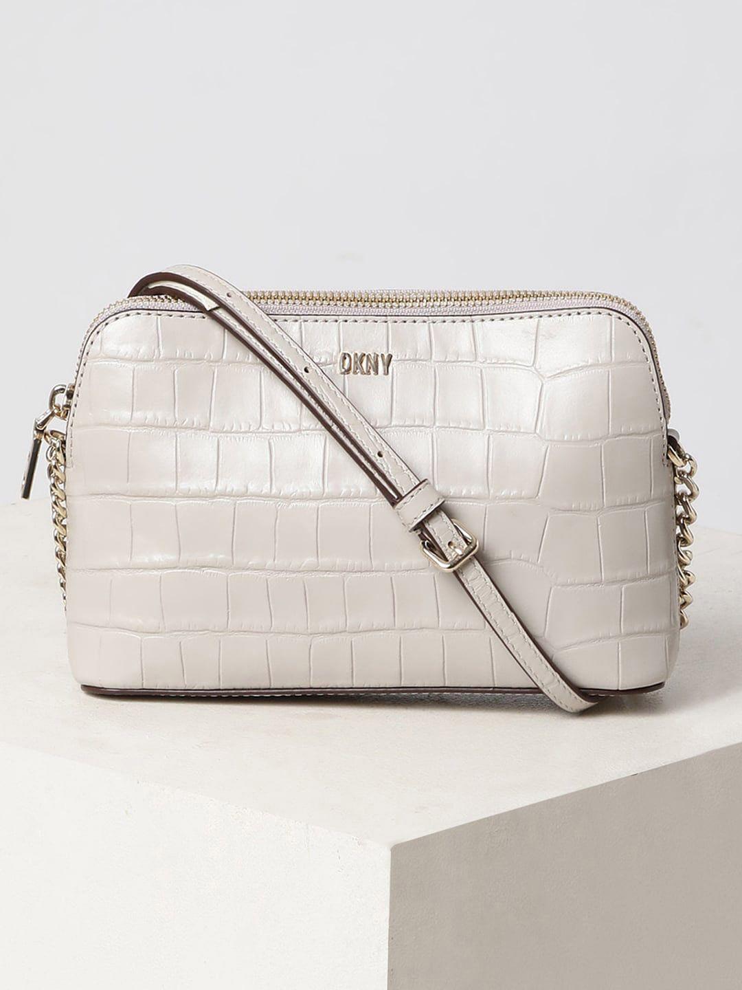 dkny textured leather structured sling bag