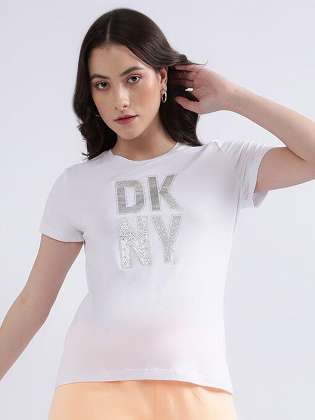 dkny typography knitted t-shirt