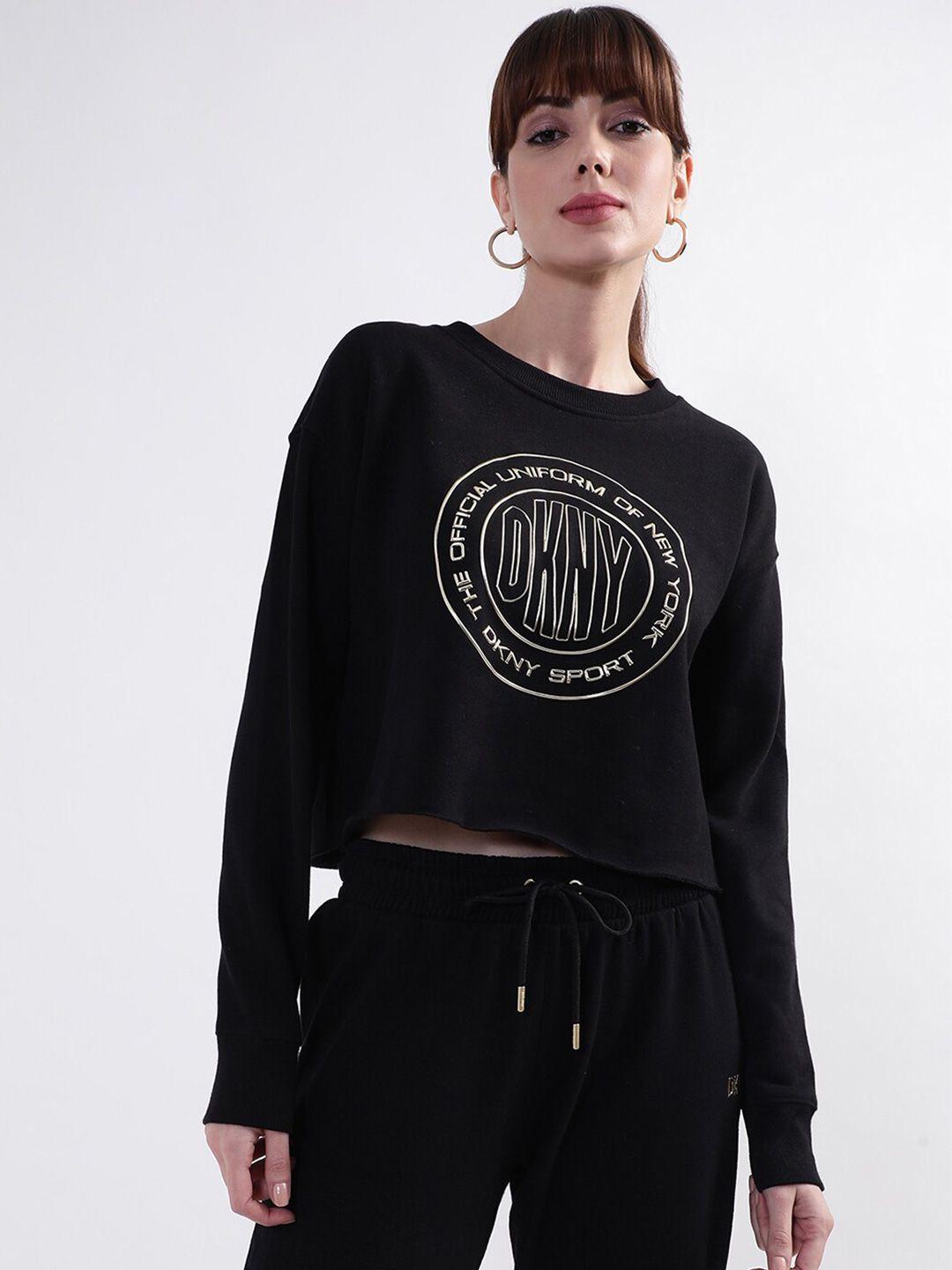 dkny typography printed cotton sweatshirt