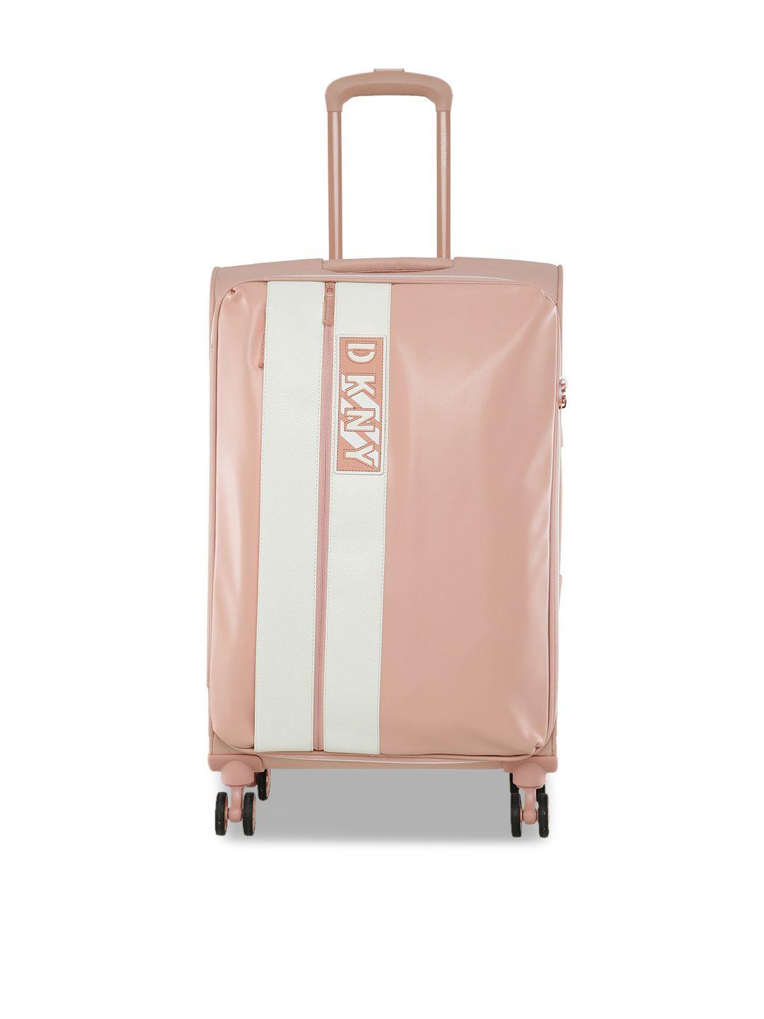 dkny venus rose & white solid soft-sided medium trolley suitcase