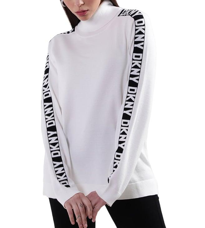 dkny white fashion logo regular fit sweater