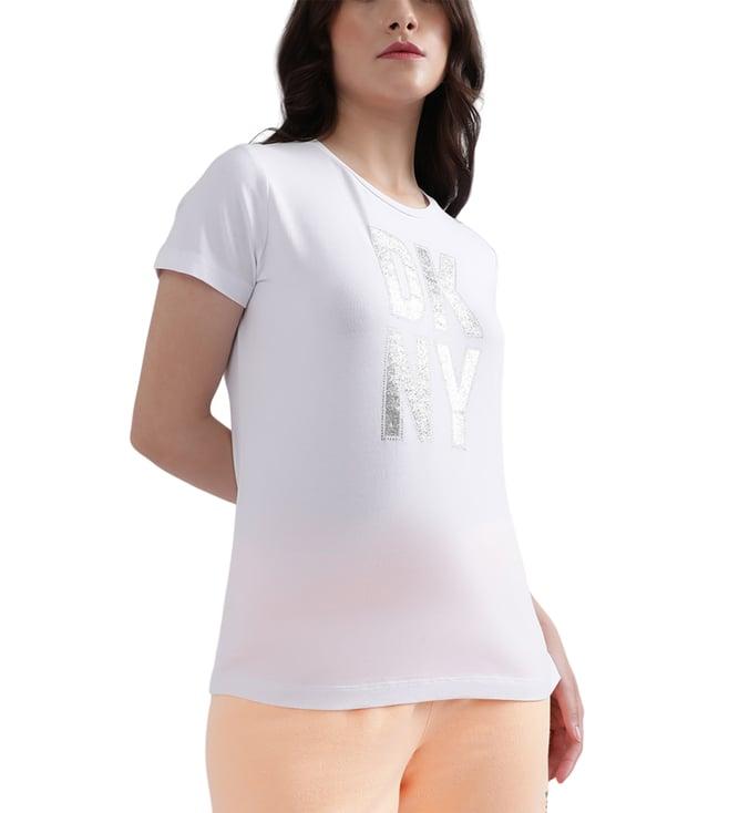 dkny white fashion logo regular fit t-shirt