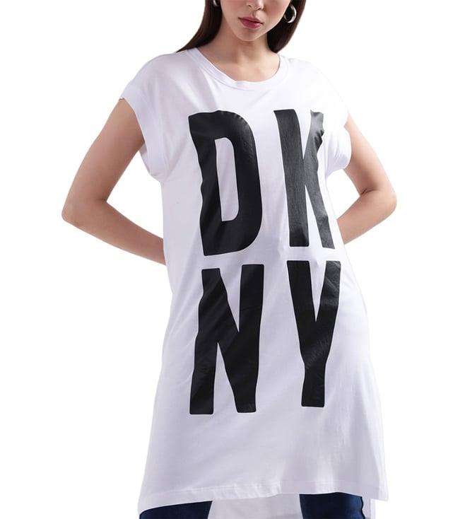 dkny white fashion logo regular fit t-shirt