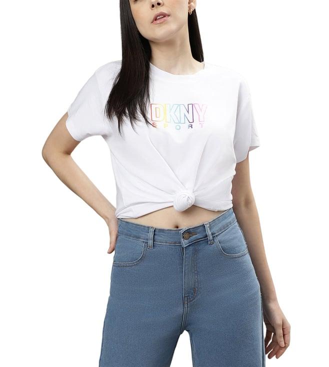 dkny white fashion logo regular fit top