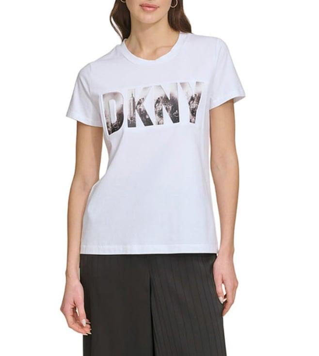 dkny white logo regular fit t-shirt