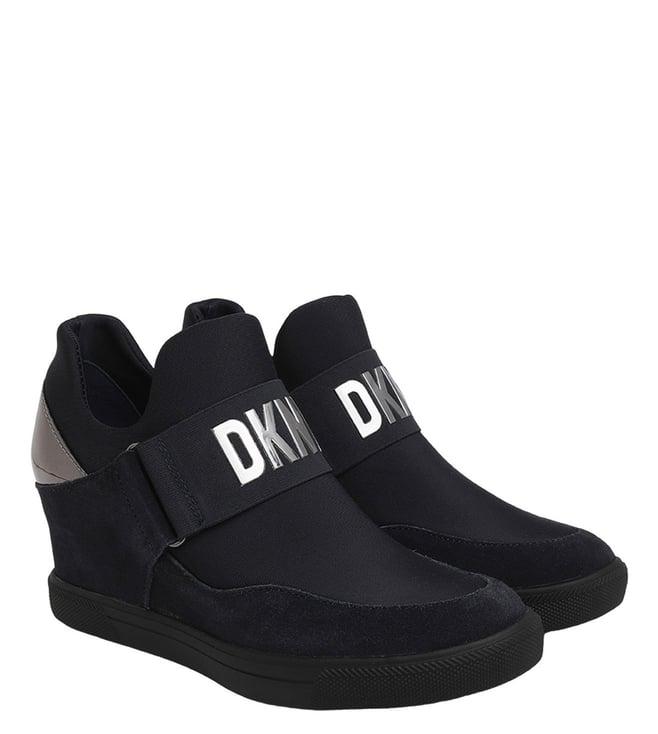 dkny women's logo navy sneakers