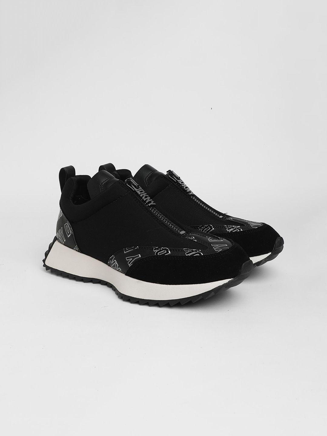 dkny women woven design comfort insole contrast sole slip-on sneakers
