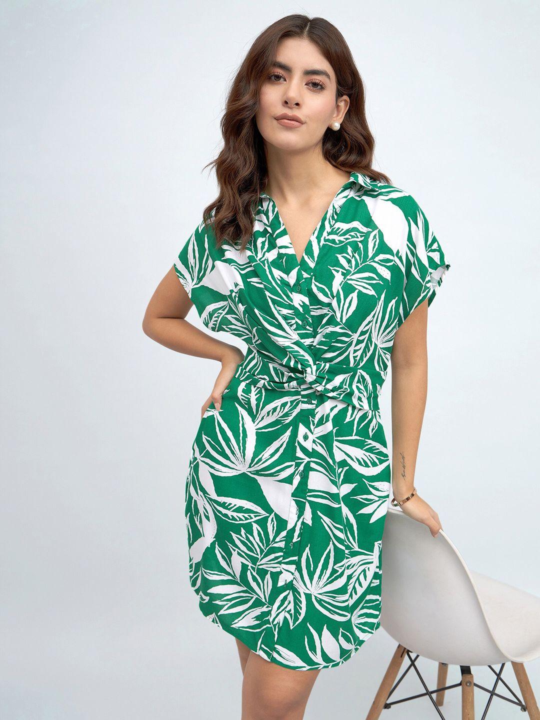 dl woman floral printed shirt style dress