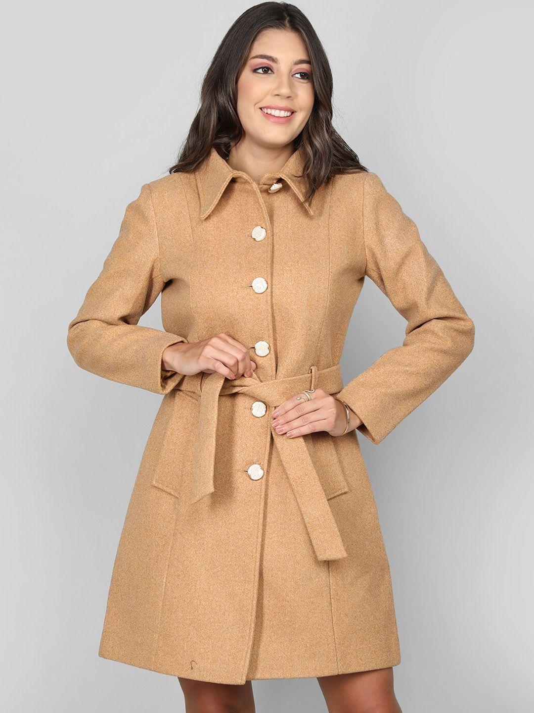 dlanxa belted single breasted wool trench coat