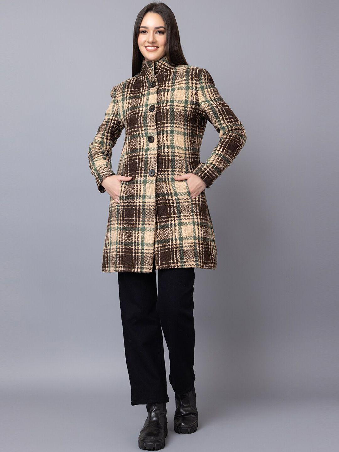 dlanxa checked single-breasted wool overcoat