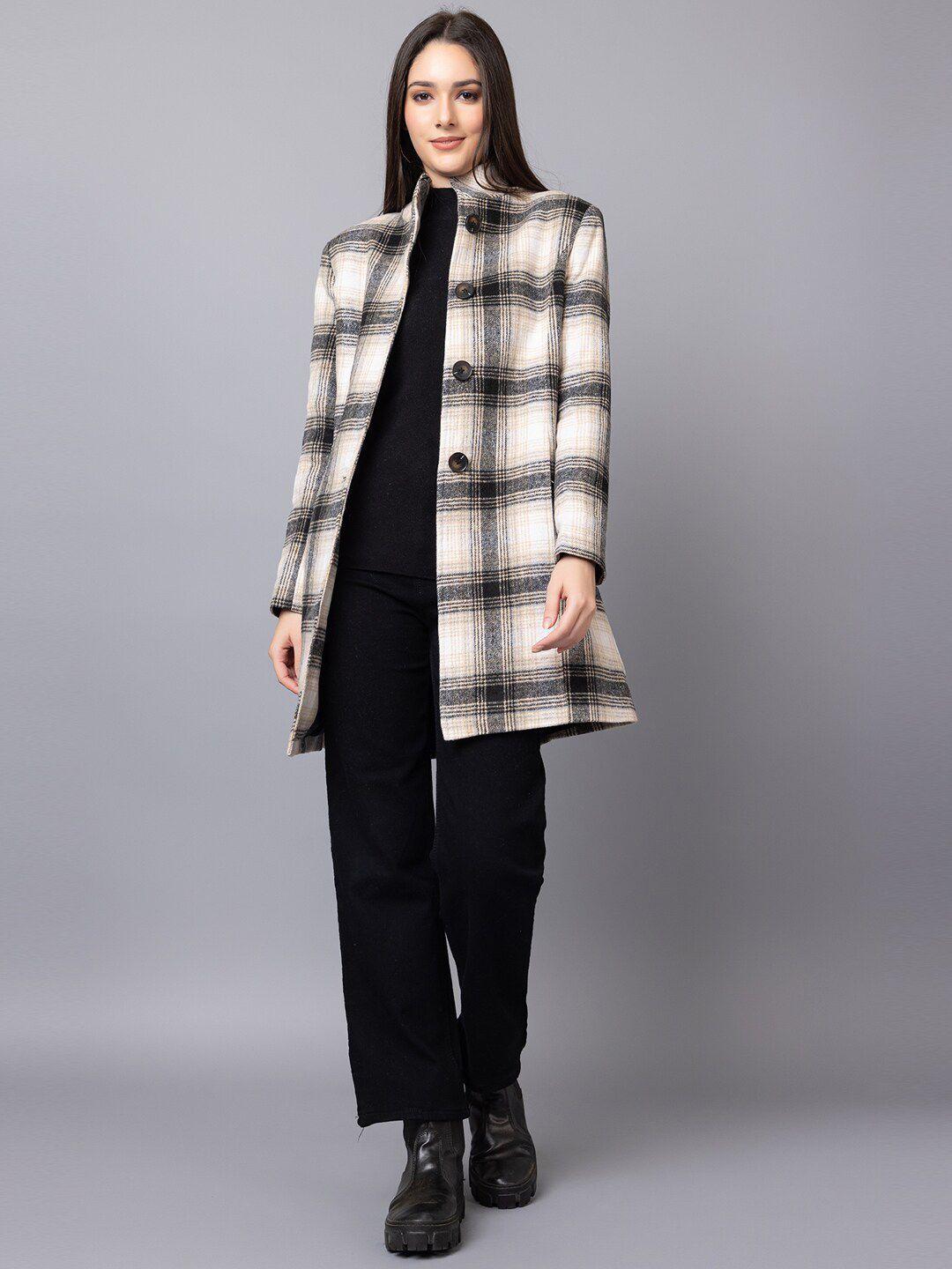 dlanxa checked single-breasted woollen overcoat