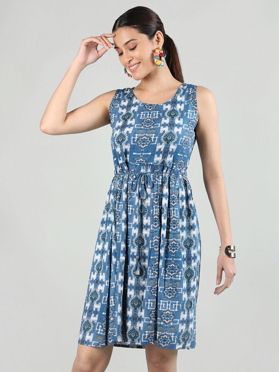 dlanxa abstract printed fit & flare ethnic dress