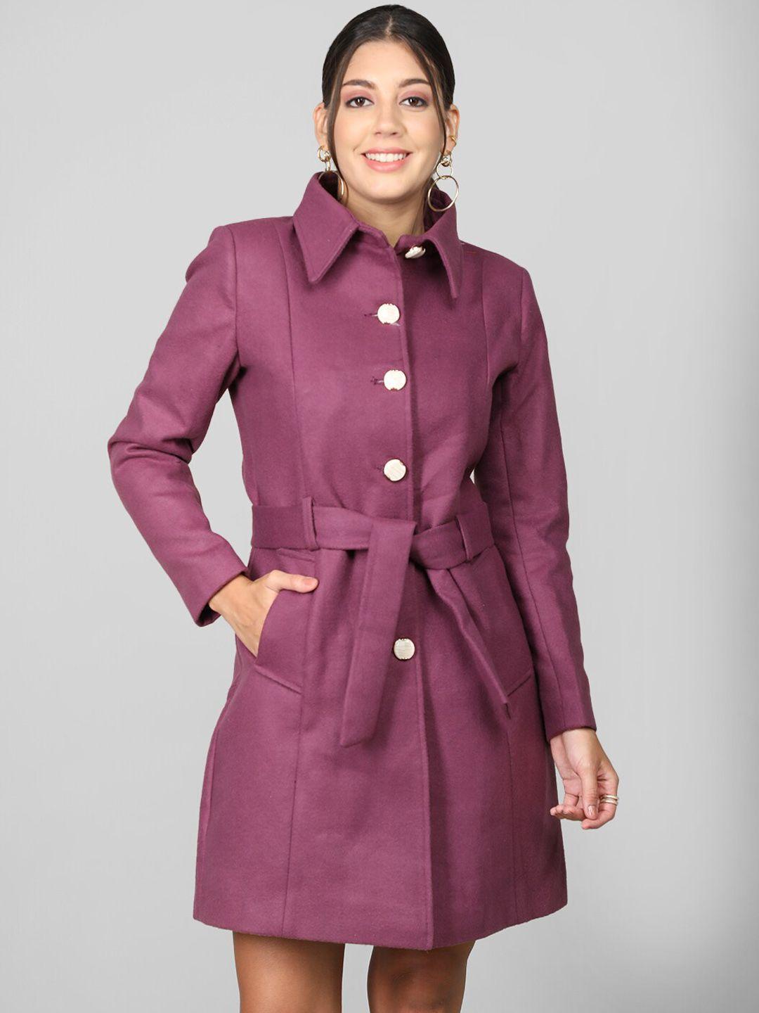 dlanxa belted waist single breasted wool trench coat