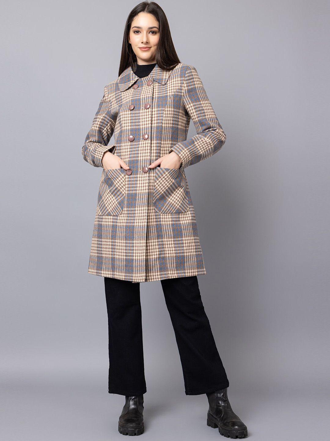 dlanxa checked double breasted wool pea coat