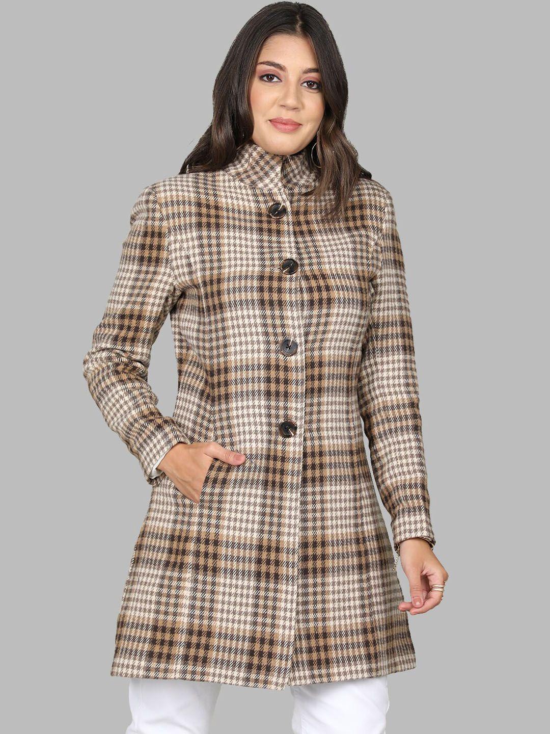 dlanxa checked single breasted wool overcoat