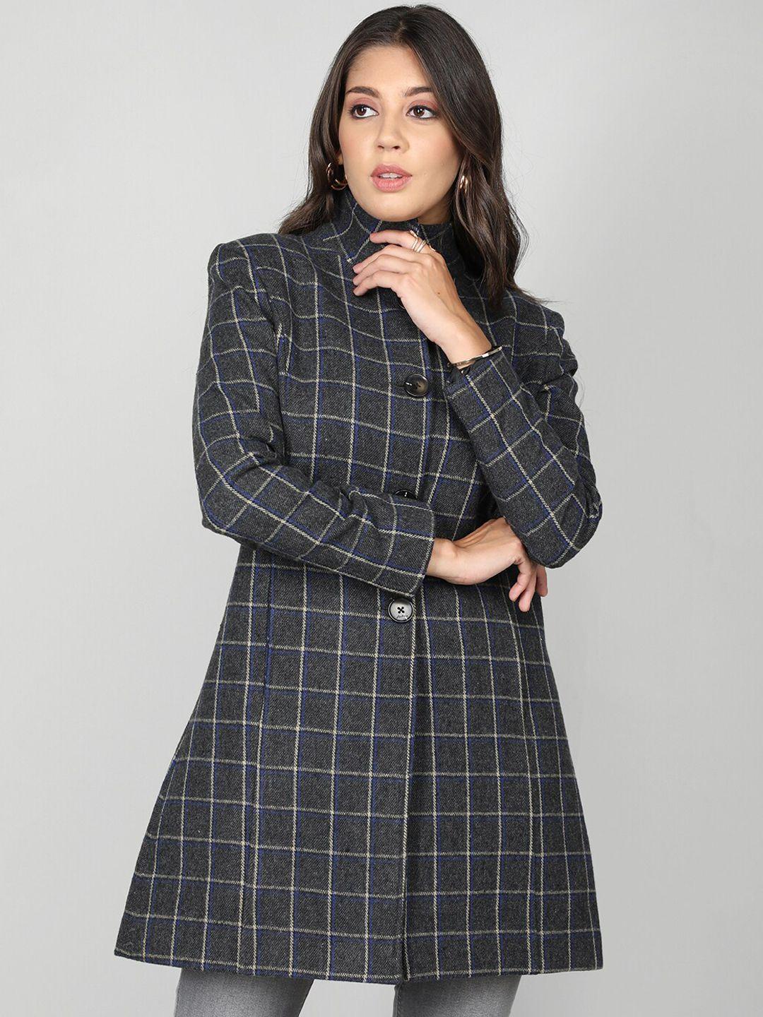 dlanxa checked single-breasted wool overcoat