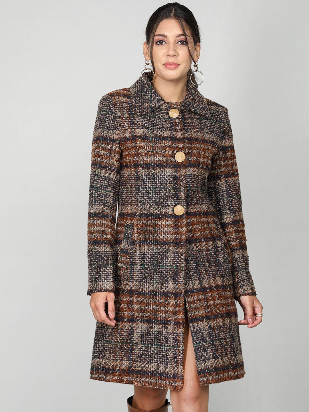 dlanxa checked single-breasted woollen overcoat