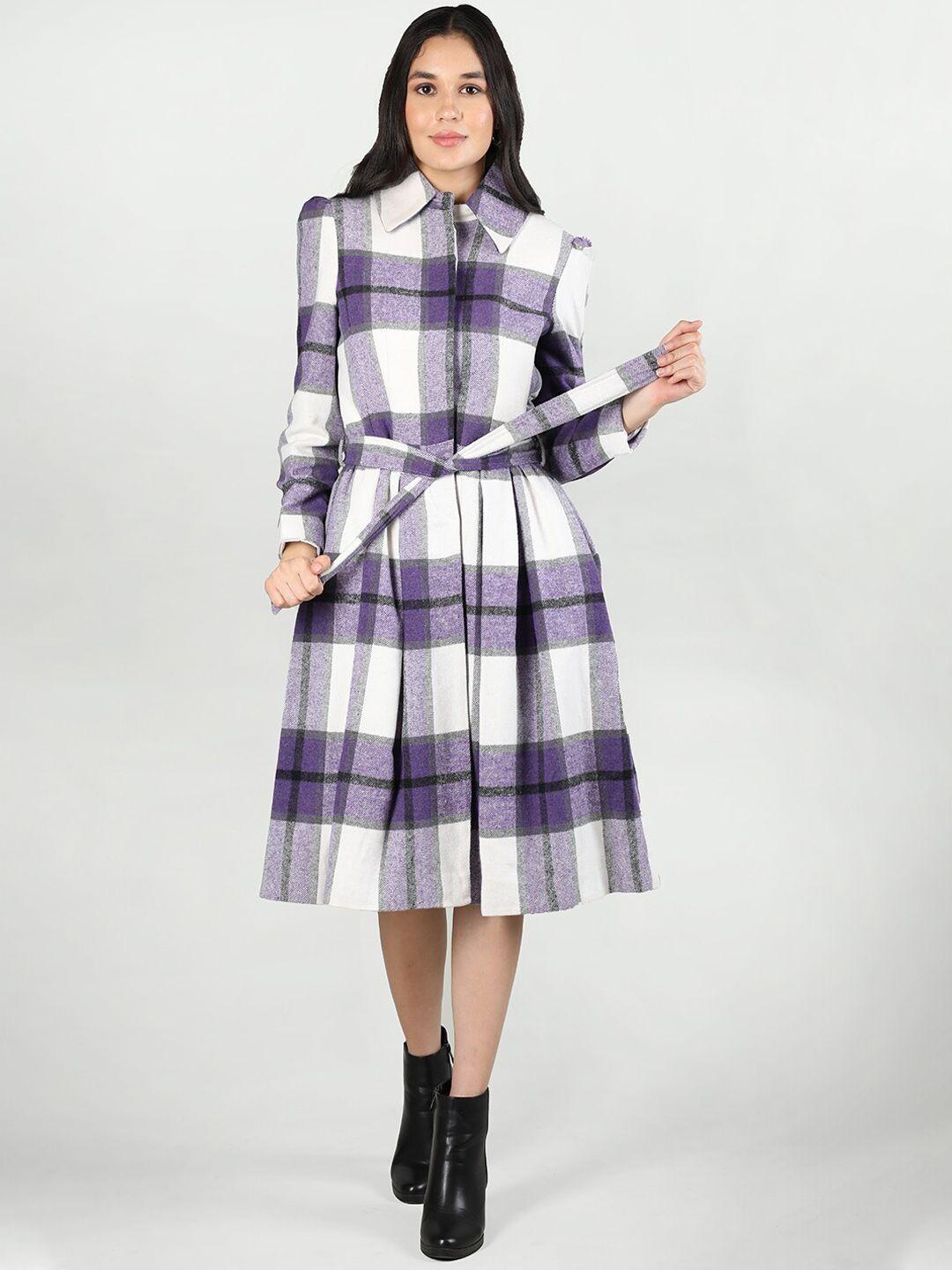 dlanxa checked spread collar overcoat