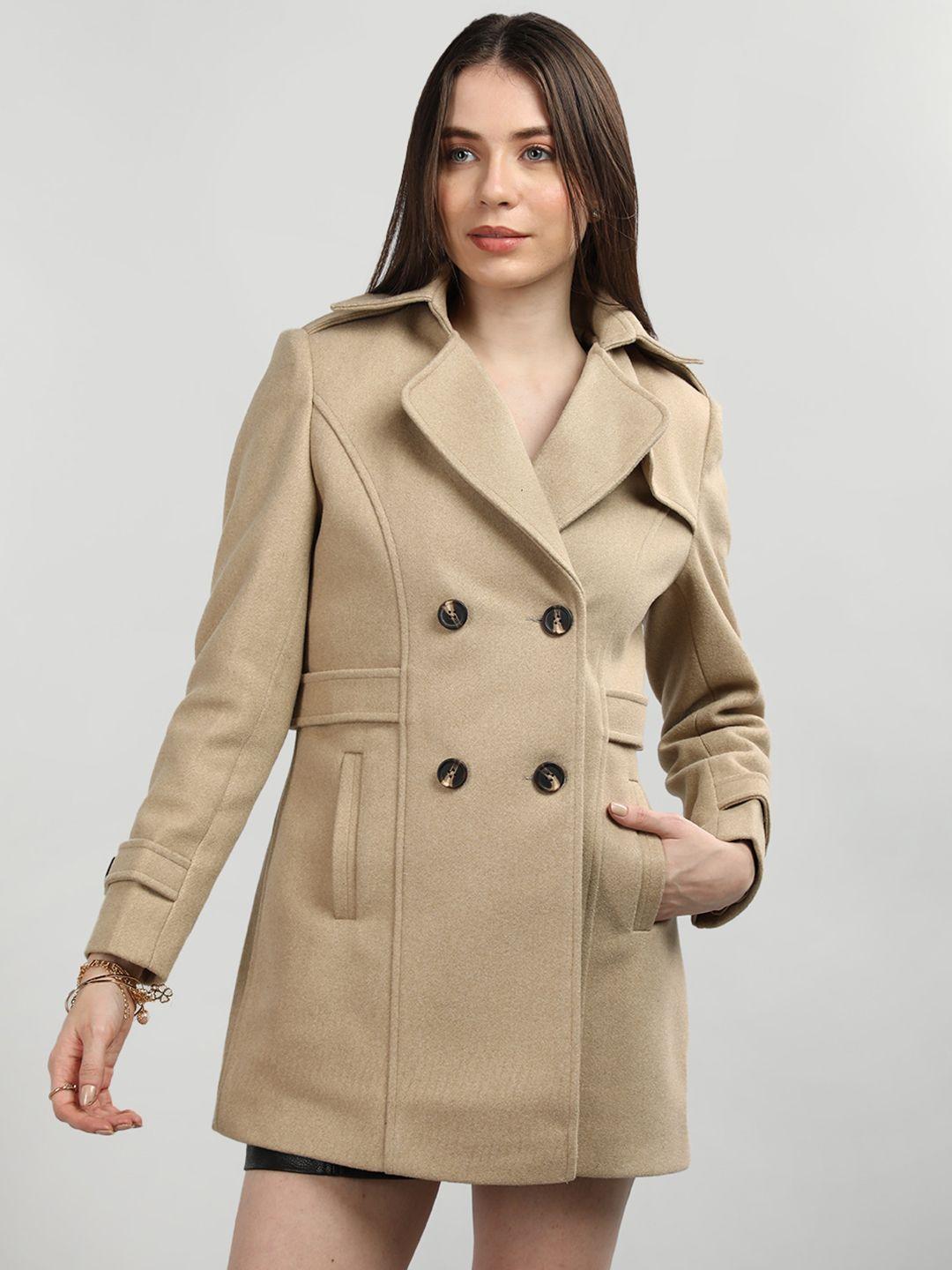 dlanxa double breatsed woollen longline overcoat