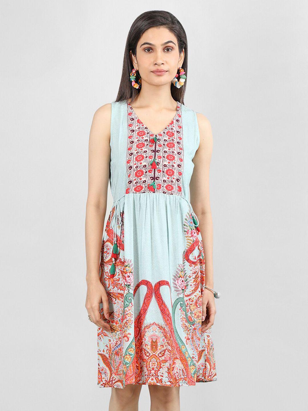 dlanxa ethnic motifs printed fit & flare ethnic dress