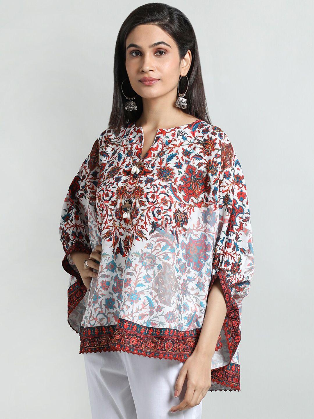 dlanxa floral printed embroidered kaftan top