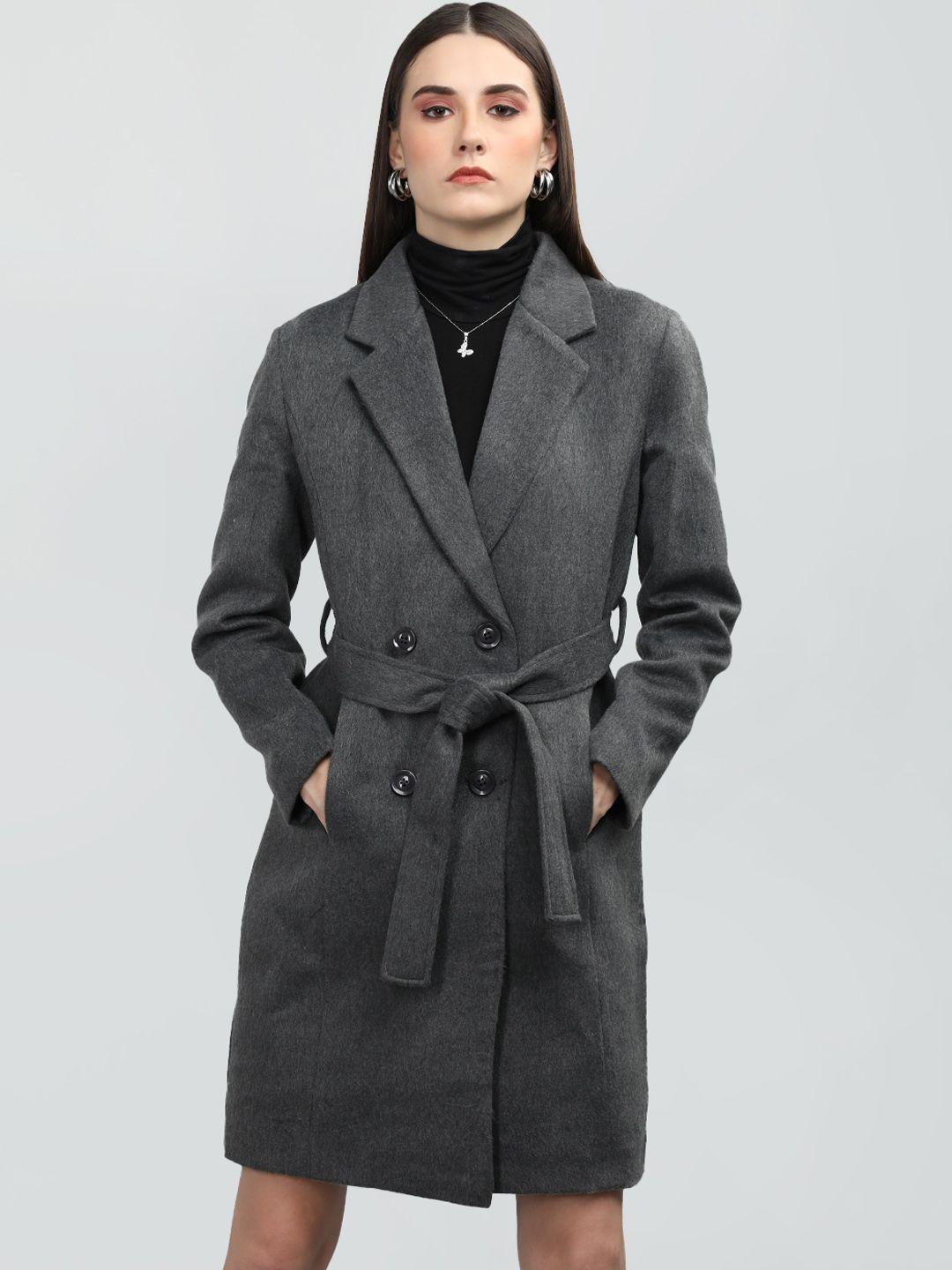 dlanxa notched lapel collar single-breasted woolen wrap coat