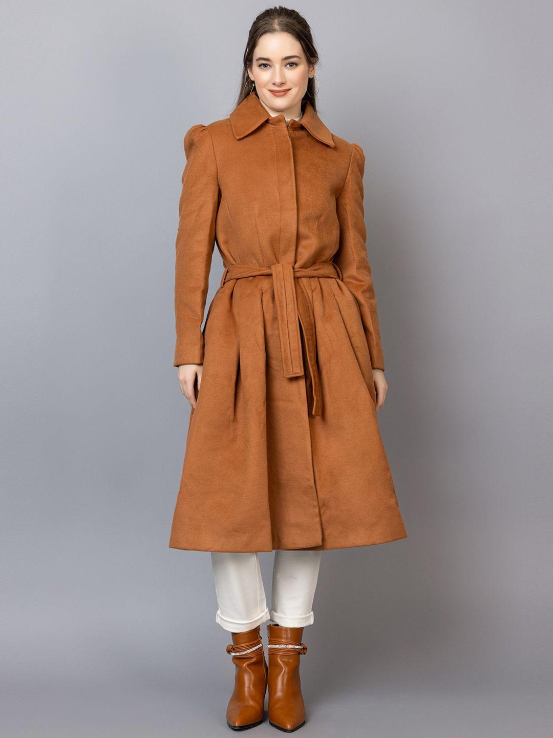 dlanxa spread collar, long sleeves woolen winter trench coat