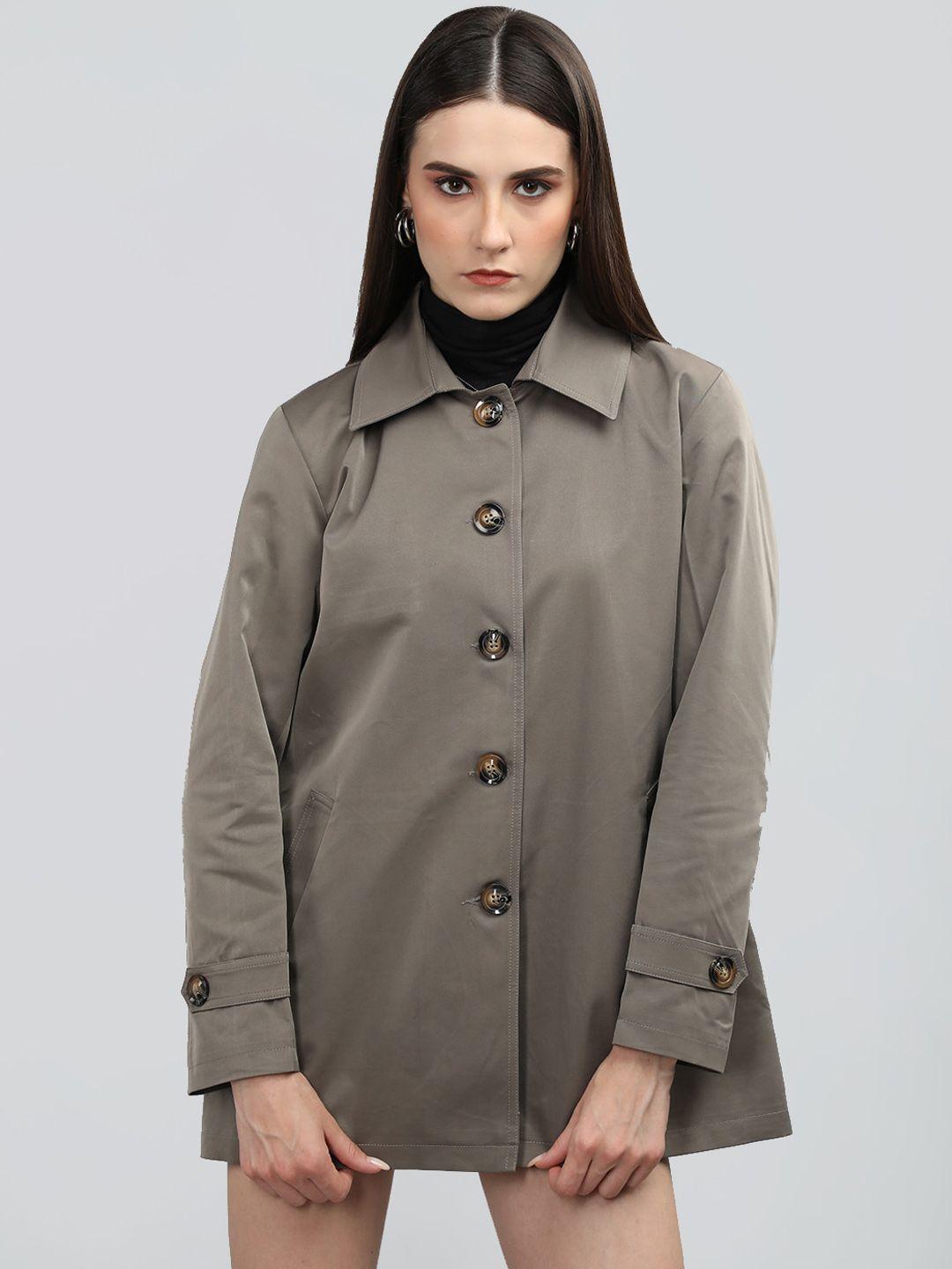 dlanxa spread collar single-breasted trench coat