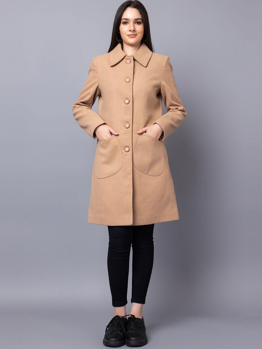 dlanxa spread collar single breasted wool pea coat