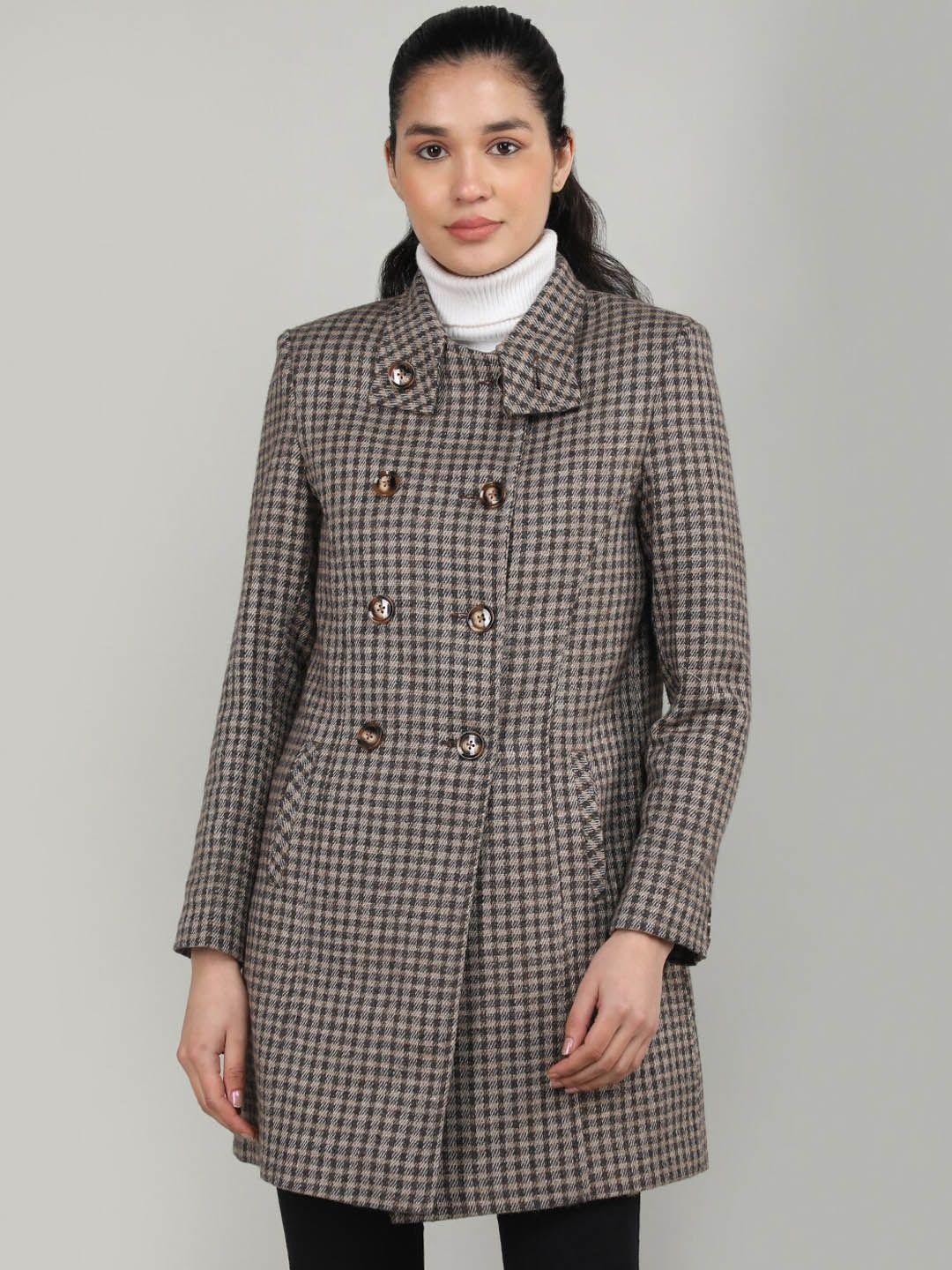 dlanxa women checked double-breasted winter longline overcoat