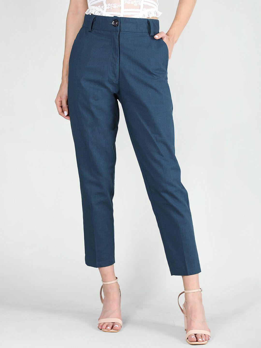 dlanxa women high-rise easy wash cropped linen trousers