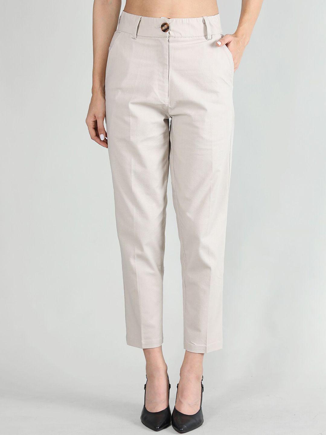 dlanxa women high-rise easy wash cropped linen trousers