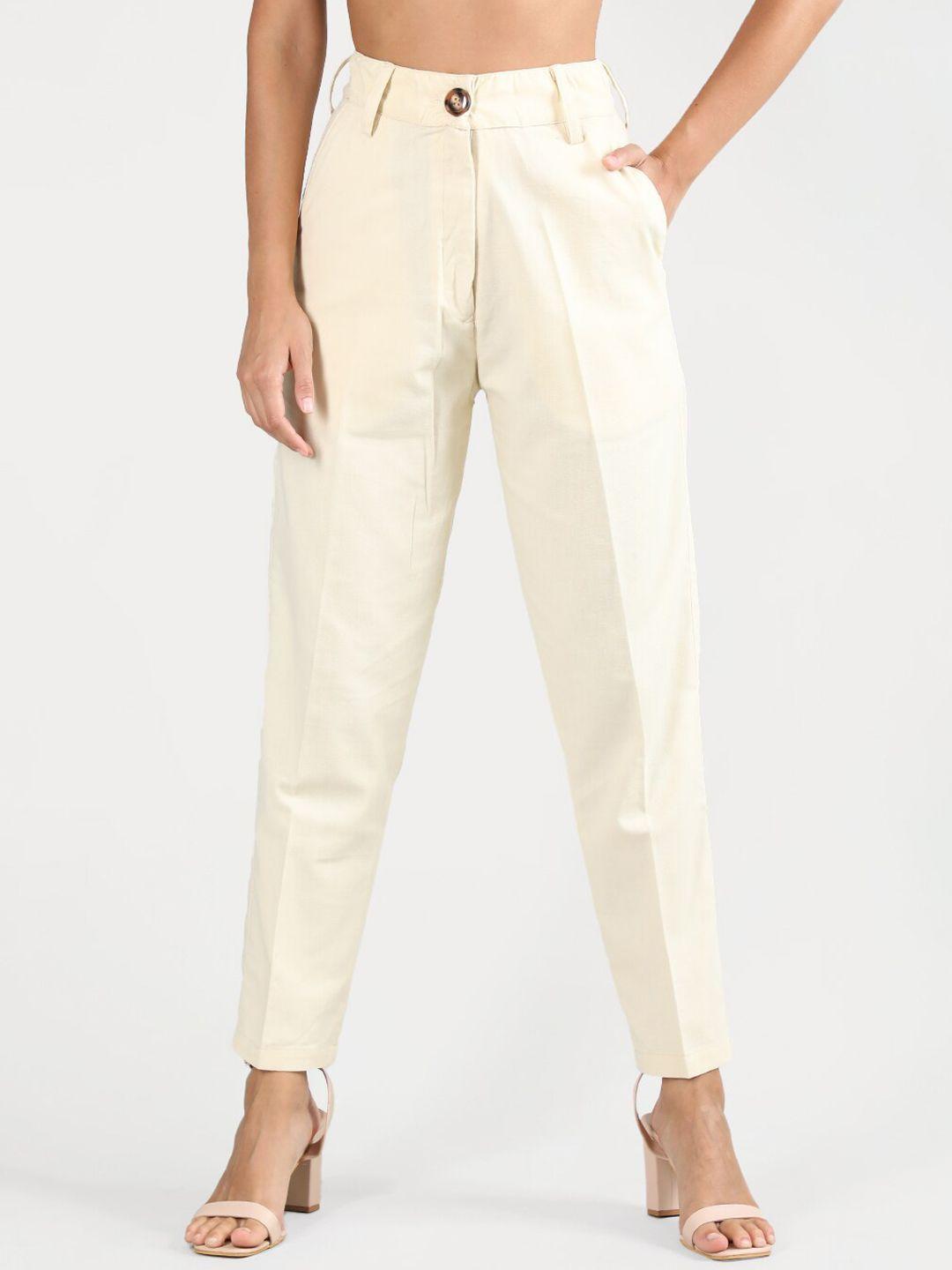 dlanxa women high-rise easy wash linen trousers